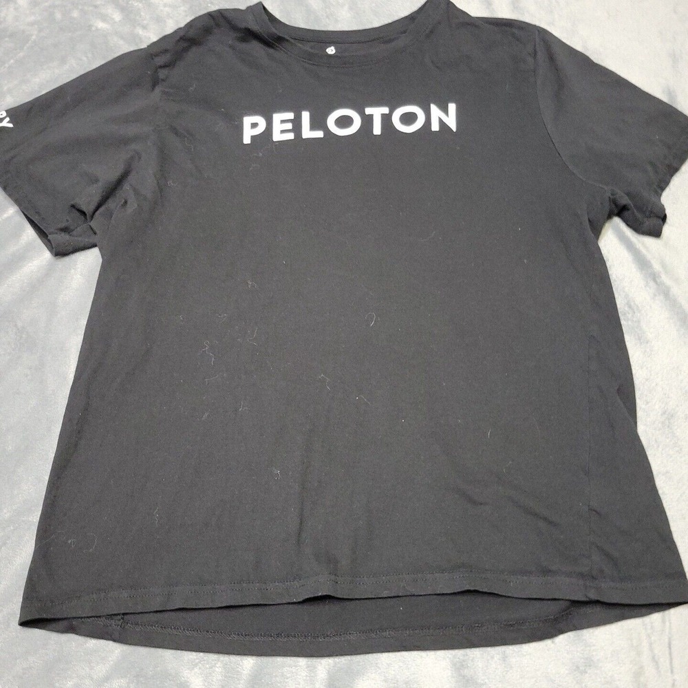 Peloton Womens XXL Shirt Black Spellout Graphic Short Sleeve Crew Neck Century